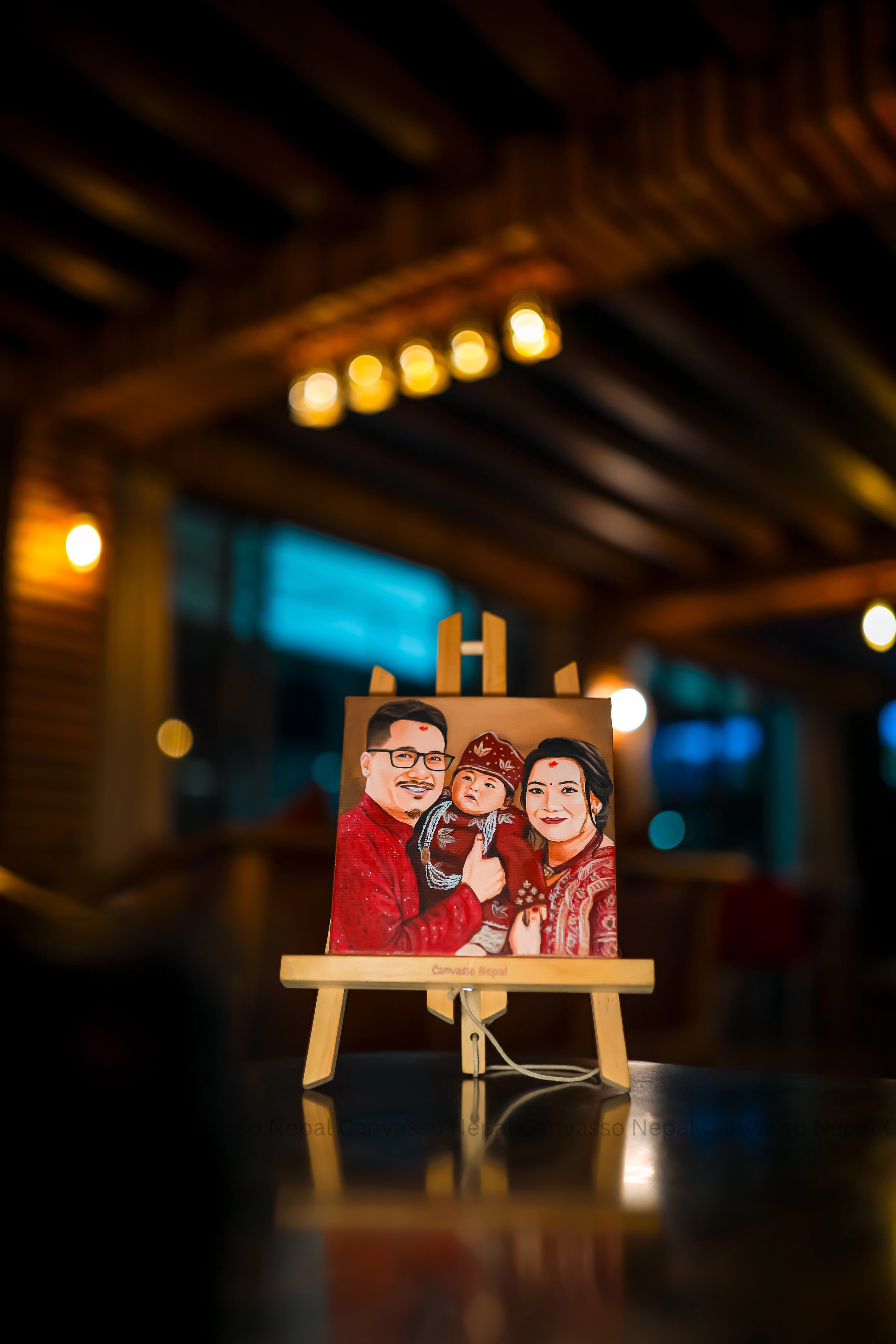 Hand-painted mini canvas portrait made at Canvasso Nepal