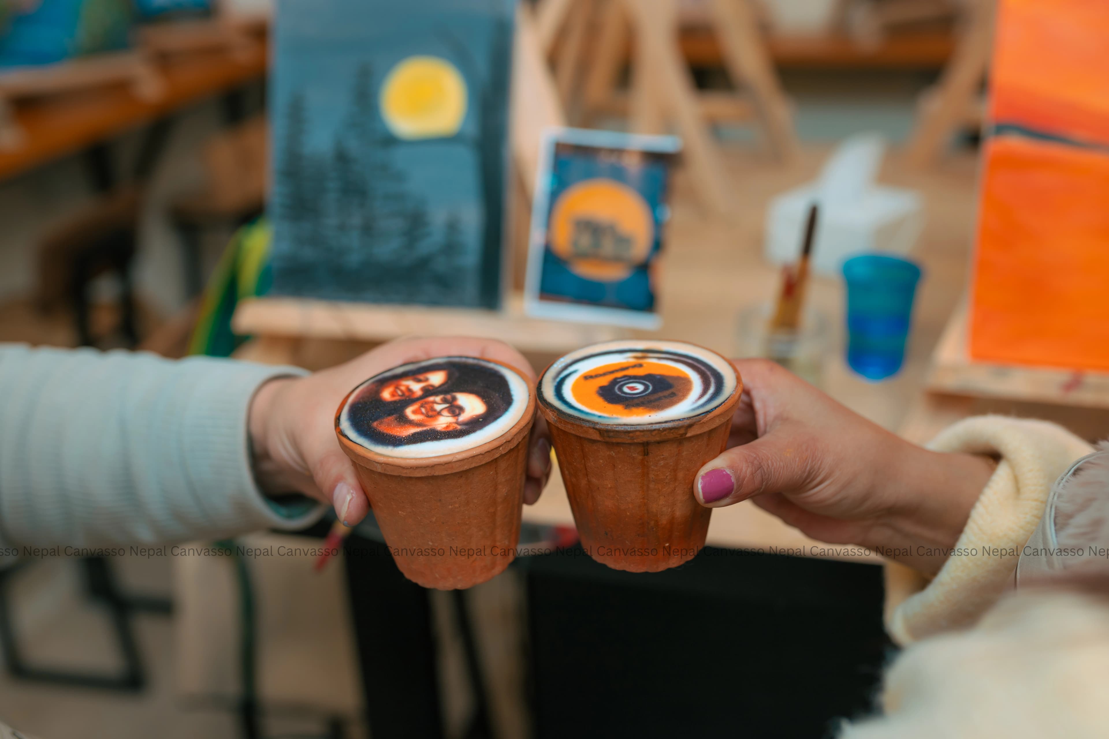Customer's photo printed on top of a coffee at Canvasso Nepal